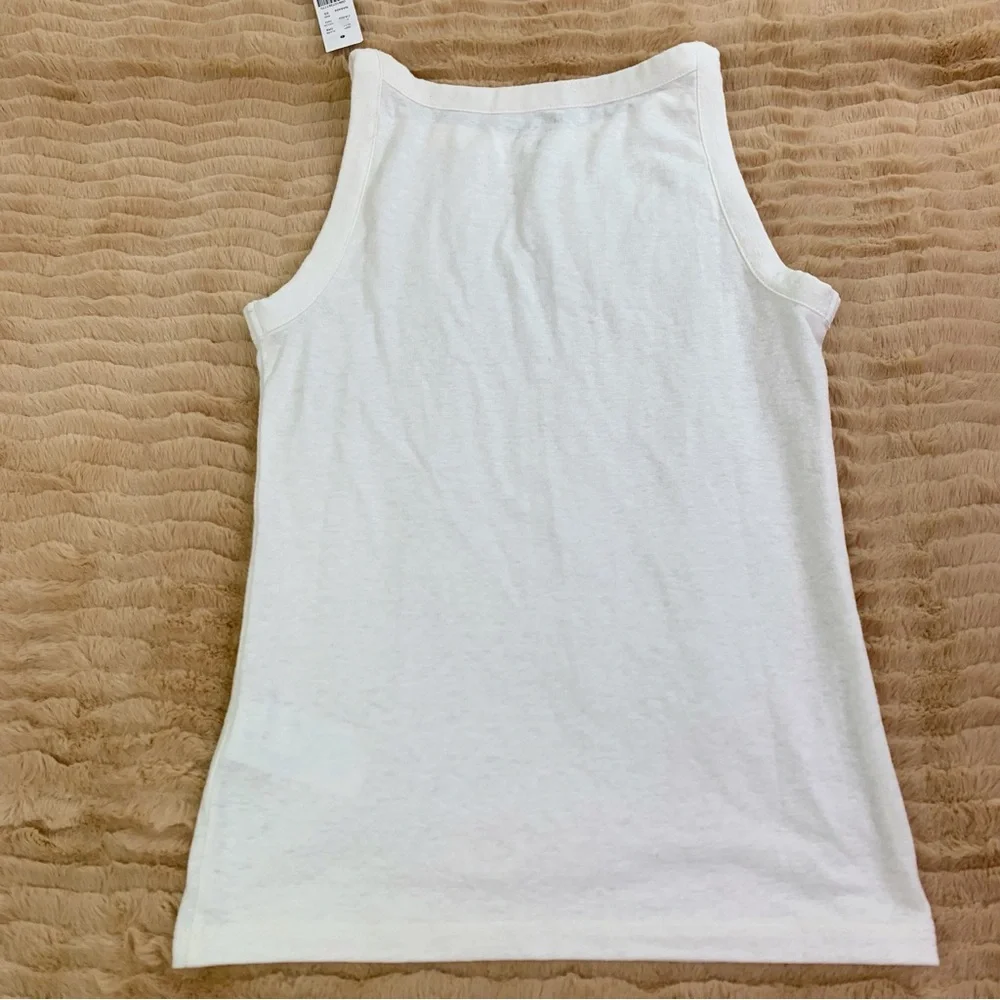 J Crew NWT High-neck tank top in stretch‎ linen blend in cream